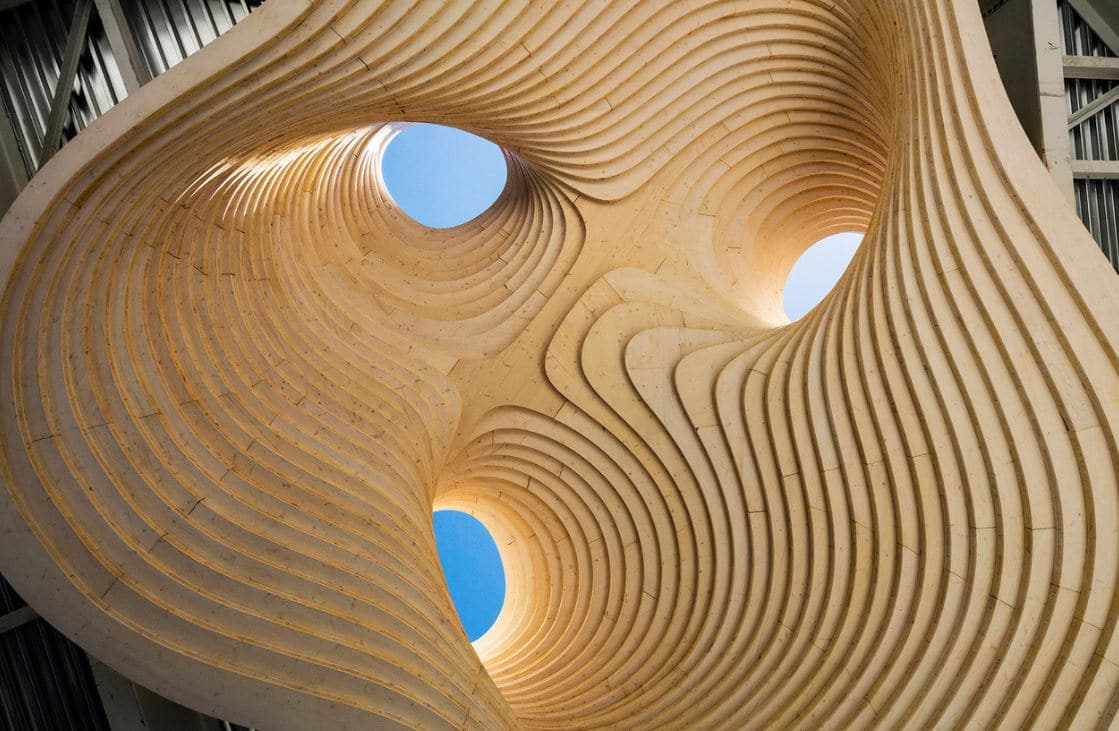 Mill River Park Carousel Pavilion curved wood ceiling detail