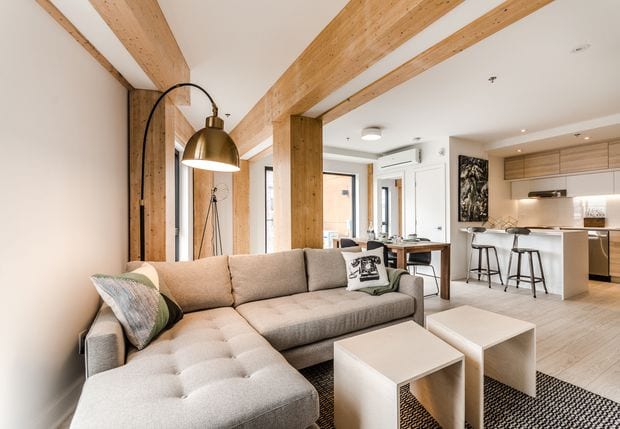 Wooden interior inside a modern apartment
