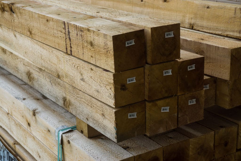 A closeup photo of softwood lumber