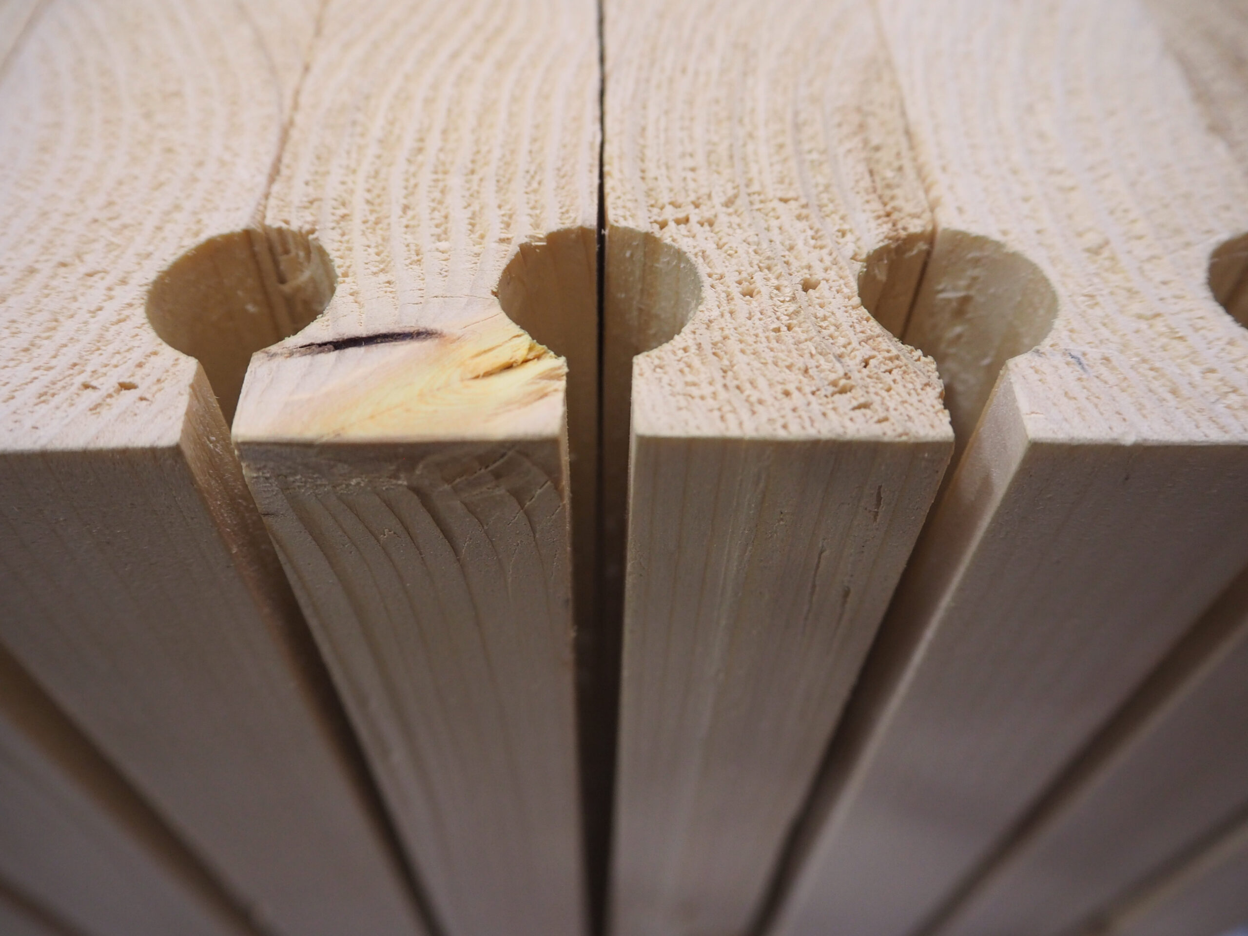 A closeup photo of dowel laminated timber
