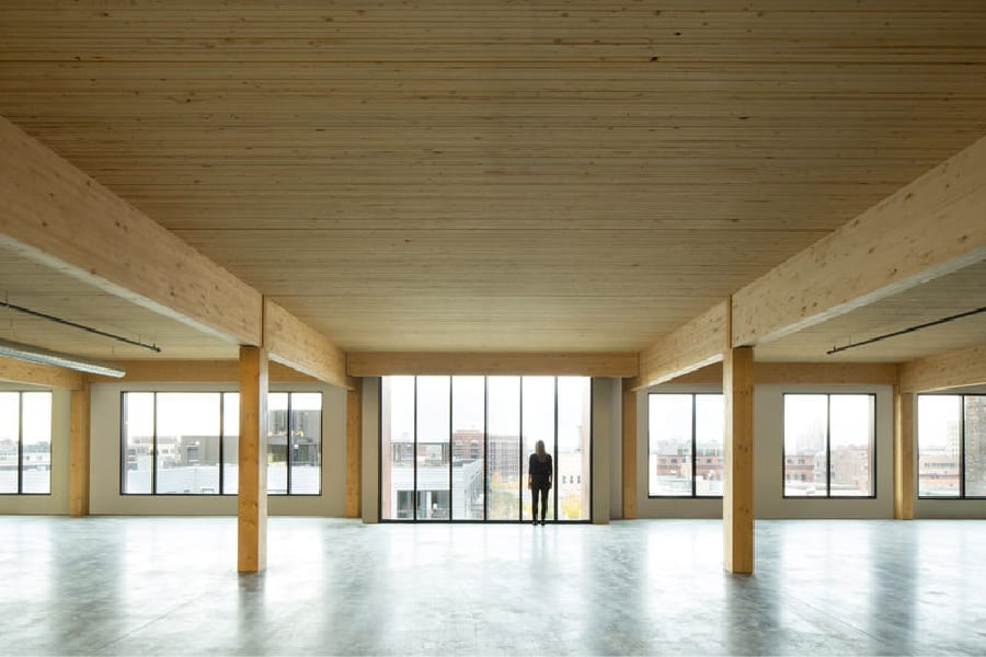 T3 mass timber building in Minneapolis interior