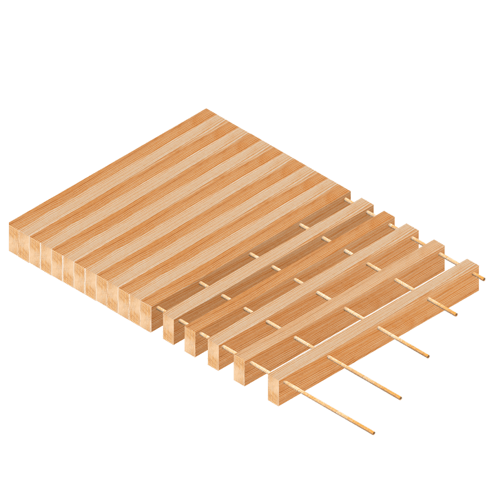 Timber panel created with dowels